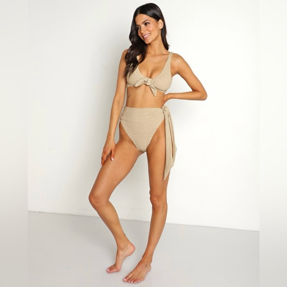 Beach Riot Grace Bikini in Gold — Small Top and Bottoms